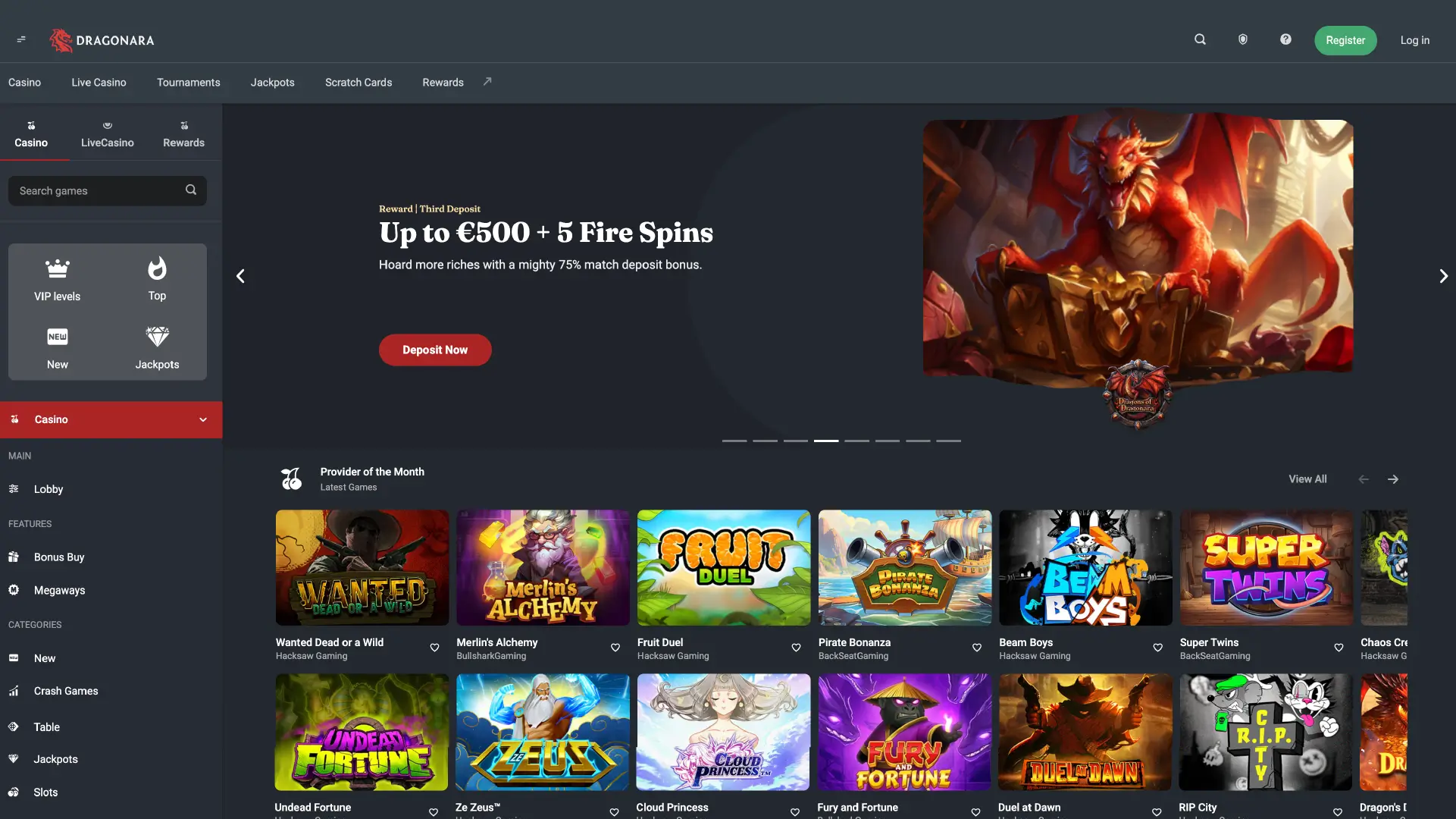 Dragonara Online Casino Website